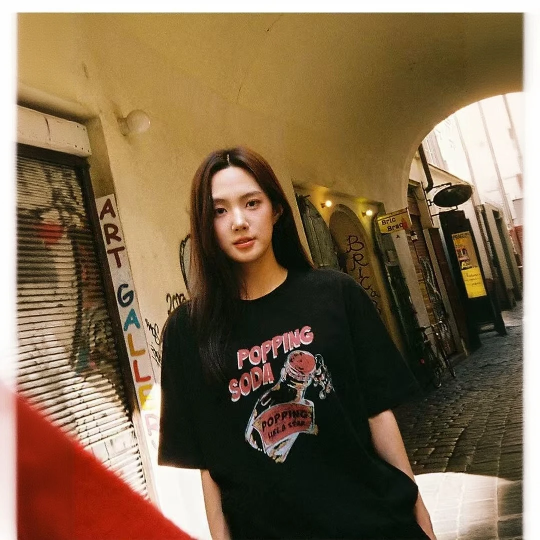 0928 SPELL25年冬季新品苏打汽水T恤休闲短款半袖女款上衣（现）