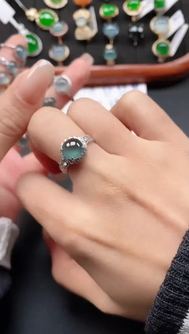 银S925镶嵌戒指翡翠111