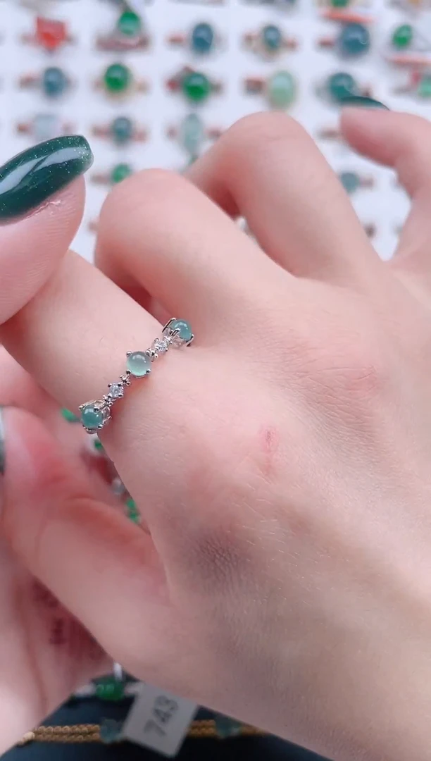 银S925镶嵌戒指翡翠天然翡翠