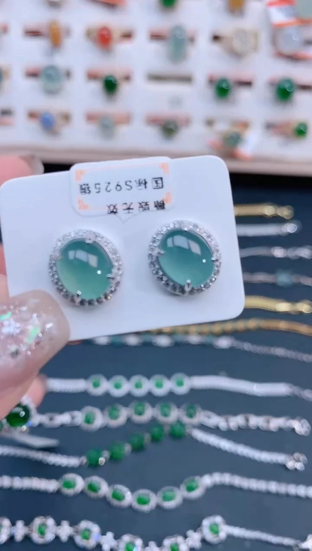 银S925镶嵌戒指翡翠天然翡翠