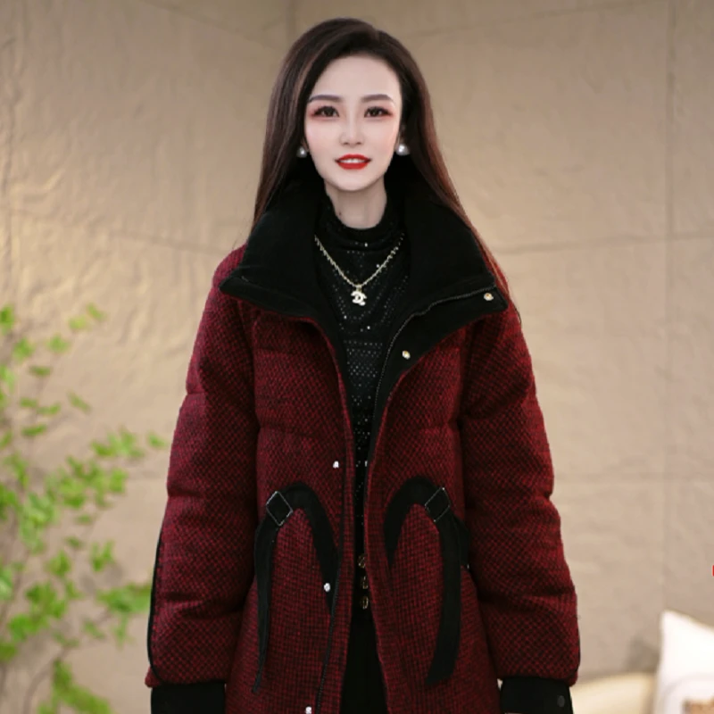 高端韩版气质保暖精致百搭遮肉显瘦白鸭绒羽绒服M-4XL