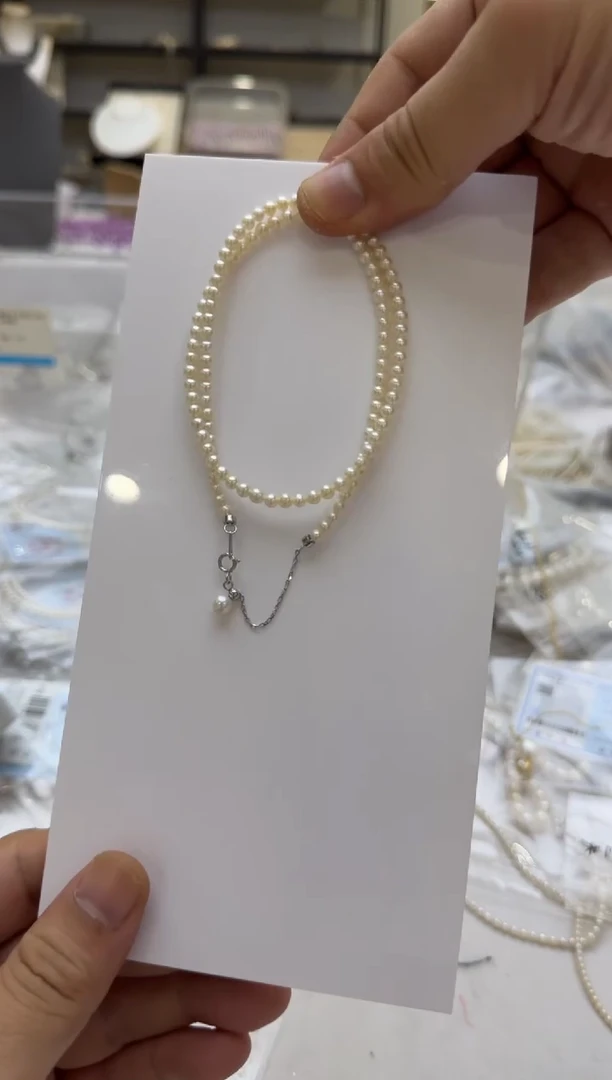 淡水珍珠未镶嵌项链3-4mm 吊小珠-孤品