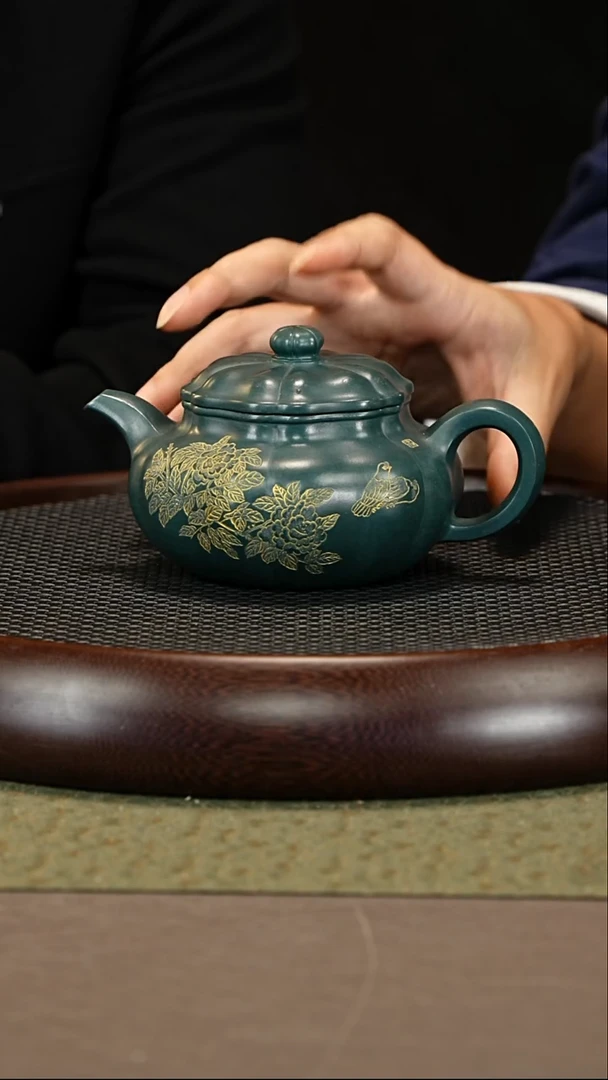 茶壶紫砂89 邵忠源 景舟绿泥 葵仿古400cc
