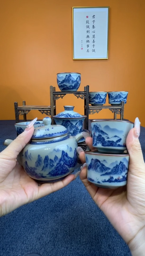 数**具千里江山壶+釉里红2客杯