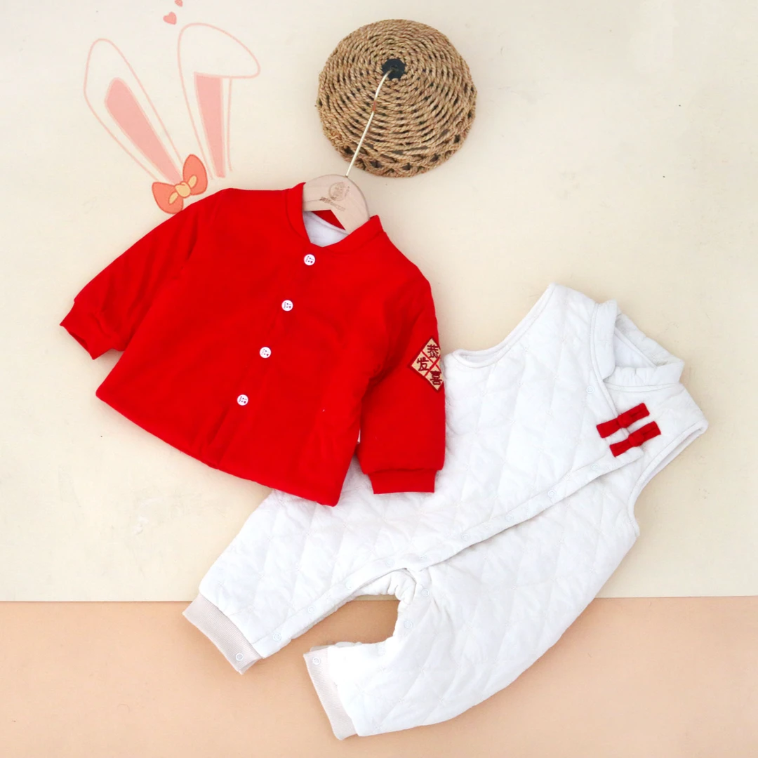 妈妈的手工坊幼儿冬款棉花背带两件套男女宝宝通用外出套装（祁安）