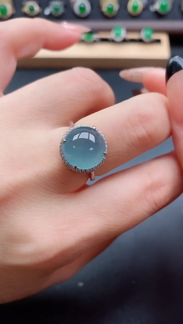 银S925镶嵌戒指翡翠1