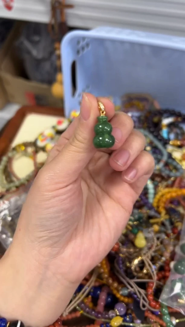 和田玉银S925镶嵌颈饰孤品和田碧玉葫芦银吊坠[0985]