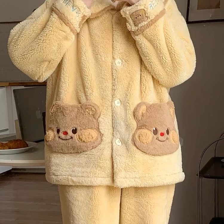 孤品瑕疵睡衣加绒直播间主播展示扣号下单保暖加厚