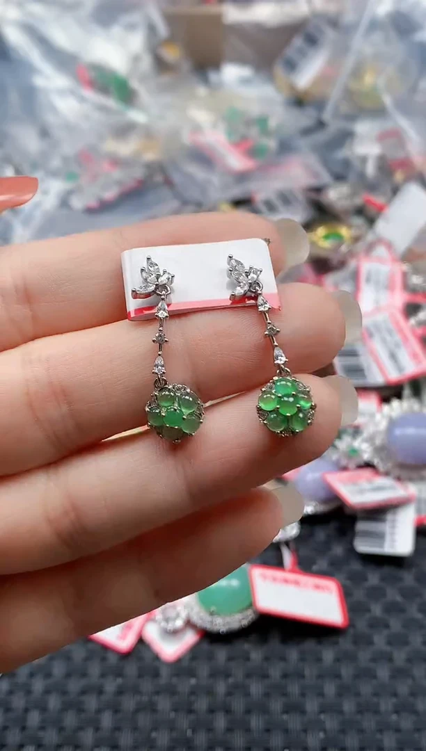 银S925镶嵌戒指翡翠天然A货缅甸翡翠