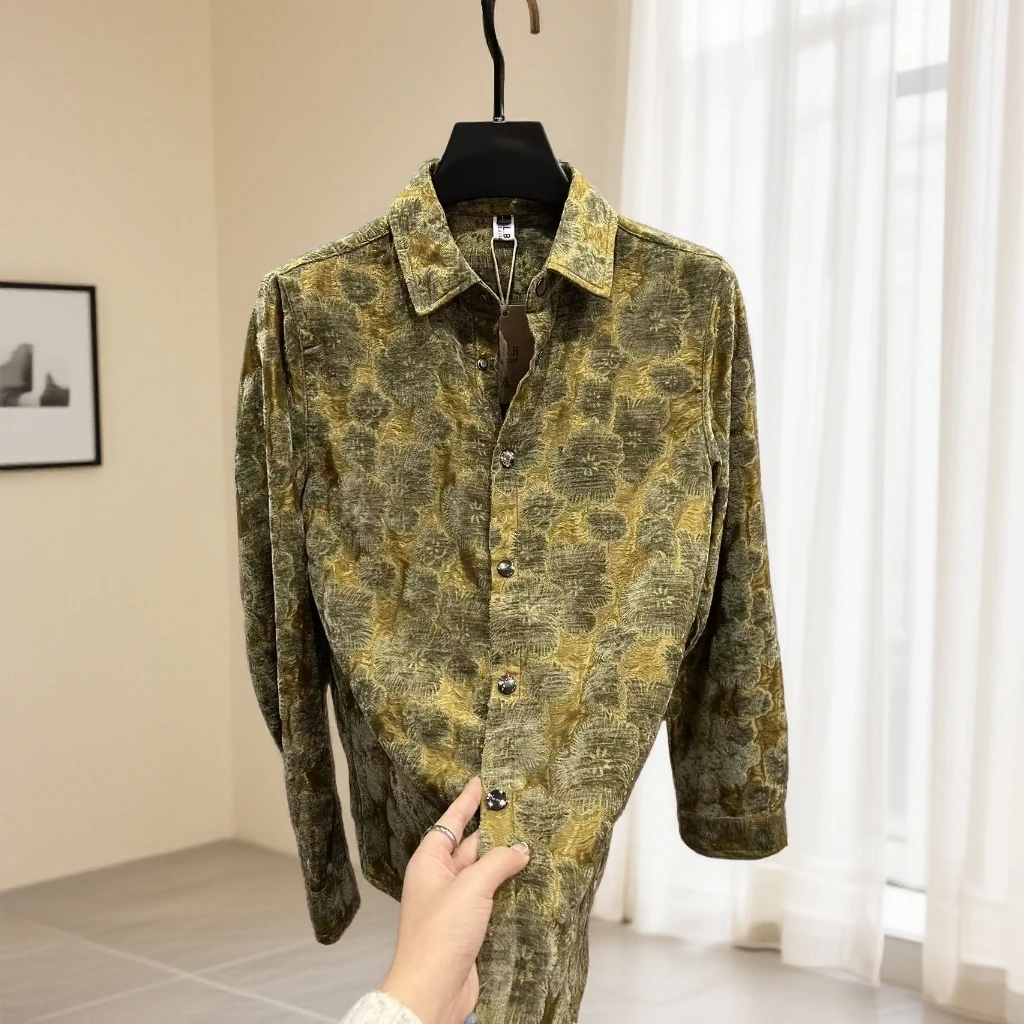 男士冬季新款翻领长袖衬衣