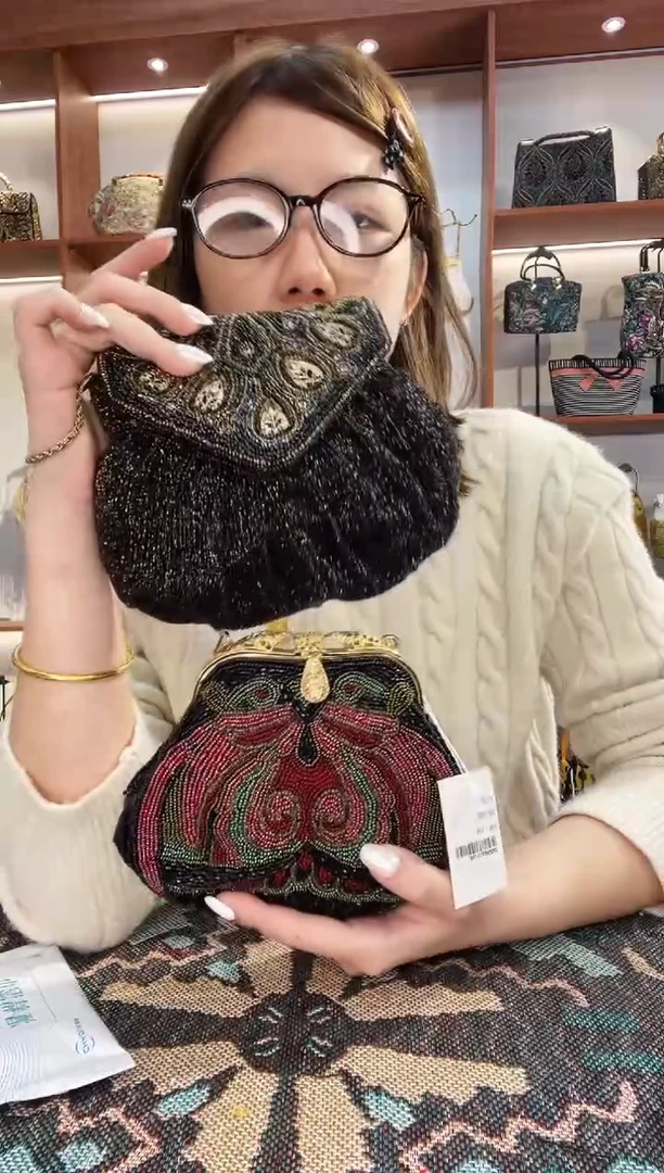 织物?**g手工珠珠包包腋下斜跨包手拿包手提晚宴包