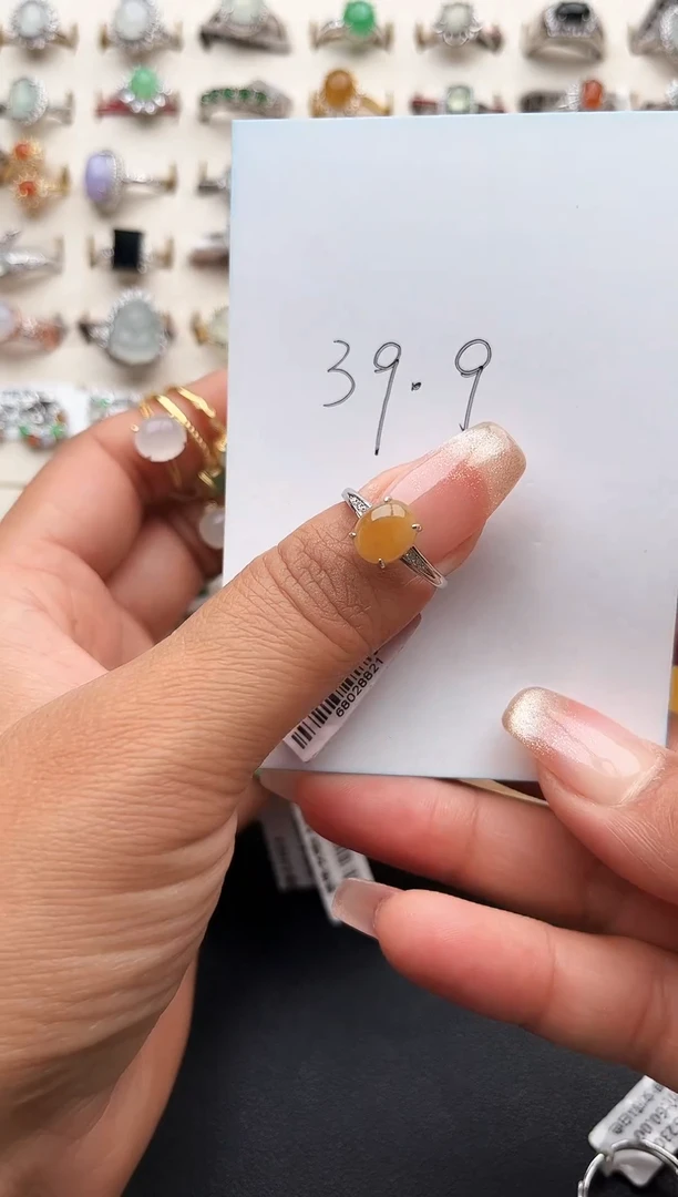 【闪购商品】翡翠戒指银S925镶嵌缅甸天然A货翡翠S925银镶嵌
