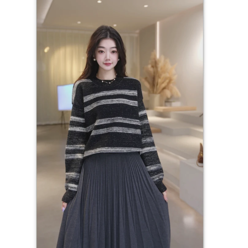 Basic House/百家好新款时尚百搭减龄长袖毛衣 B1324B50532