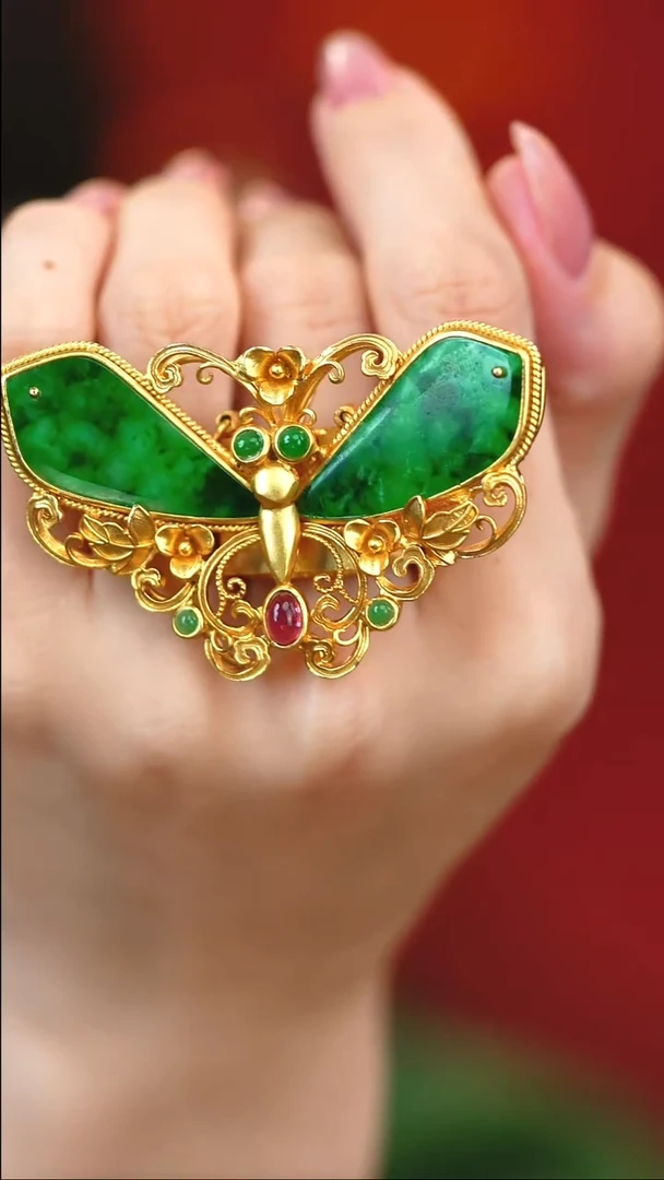 银S925镶嵌戒指翡翠新款