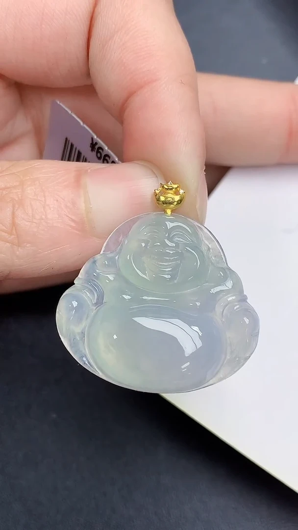 颈饰18K金镶嵌翡翠 天然缅甸A货百元以上9元证书费自理