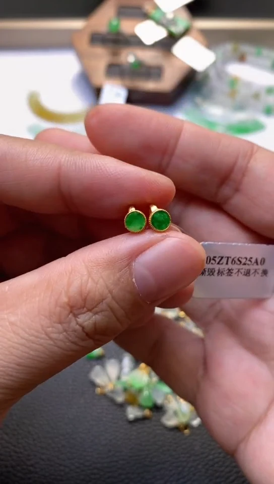 翡翠银S925镶嵌颈饰耳钉32646