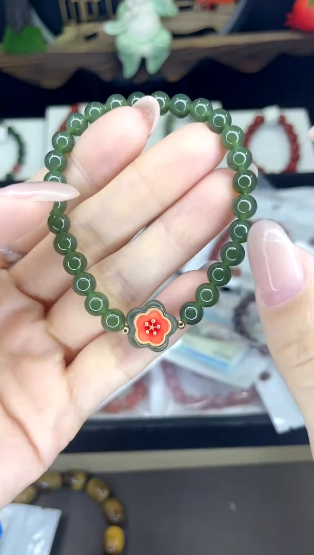 【闪购商品】和田玉（糖玉）手链银S925镀金镶嵌和田玉手链