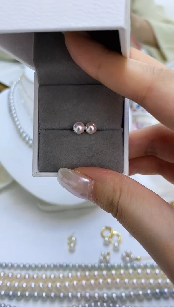 18K金镶嵌DA海水珍珠 akoya素钉5-6MM GD001