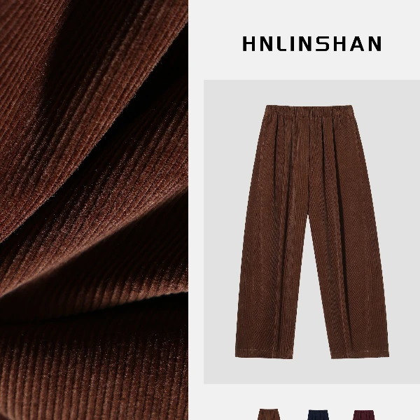 HNLINSHAN【书签】复古棉感灯芯绒裤BQK2013