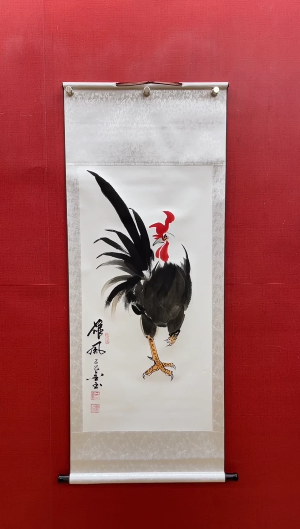 【闪购商品】国画大公鸡 刘金玉老师亲笔手绘55*130