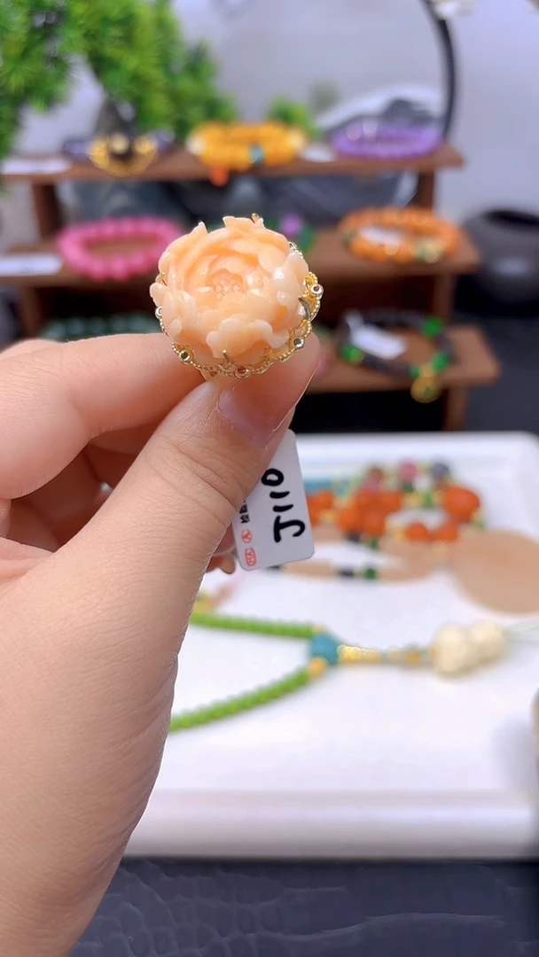 银S925镀金镶嵌戒指玛瑙/玉髓J110