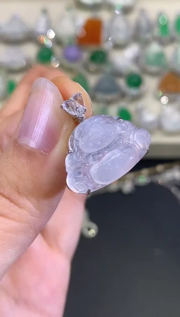 吊坠(不含链)18K金镶嵌翡翠B66