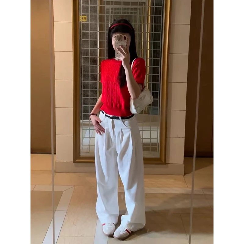 BSYPIN/伯尚优品2024春款高品质YB麻花针织短袖刺绣打底衫123021