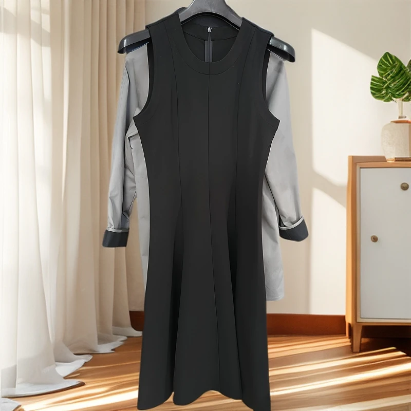 鱼尾收腰气质轻奢职场法式晚宴小黑裙女春夏新款连衣裙