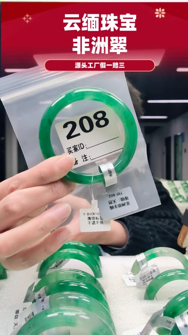 未镶嵌手镯石英质玉（非洲翠）61圈口208