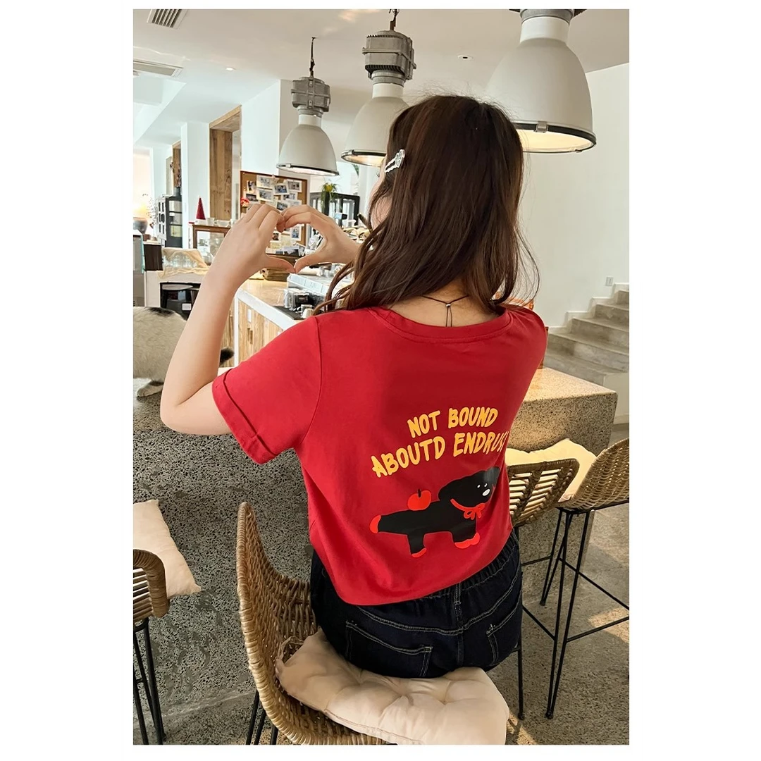 【DAPEI搭配】运补-6-宽松遮肉休闲可爱印花纯棉T恤  0550