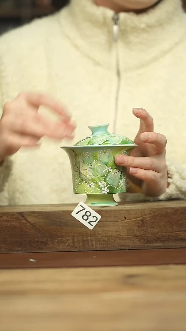 设计师手作款十七手绘 盖碗