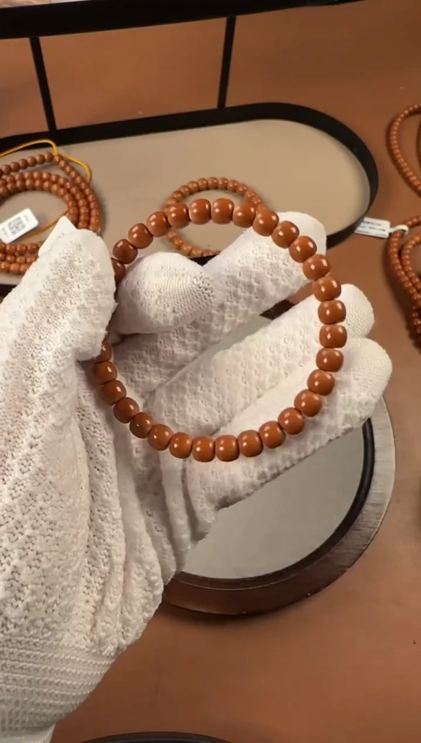 手串橄榄核6.8mm老挝核尖单圈，老挝树王料子，孔道三花