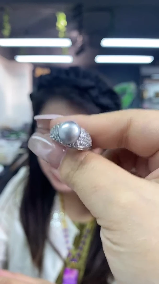 银S925镶嵌海水珍珠戒指多样性发其一颜色微差