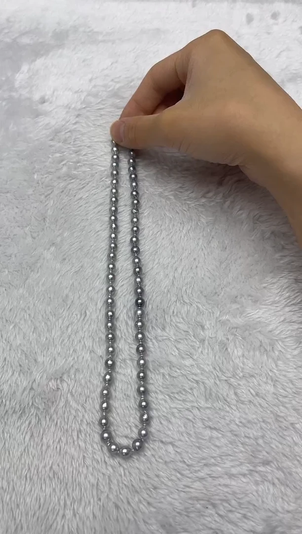 海水珍珠银S925镶嵌项链AK真多麻6-6.5mm