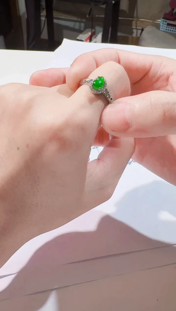 翡翠戒指14K金镶嵌天然A货翡翠a货戒指多样性发货9022