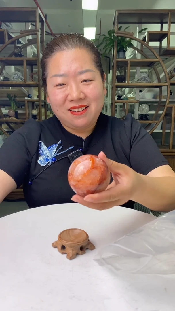 水晶珠宝半成品未镶嵌红胶花球D347