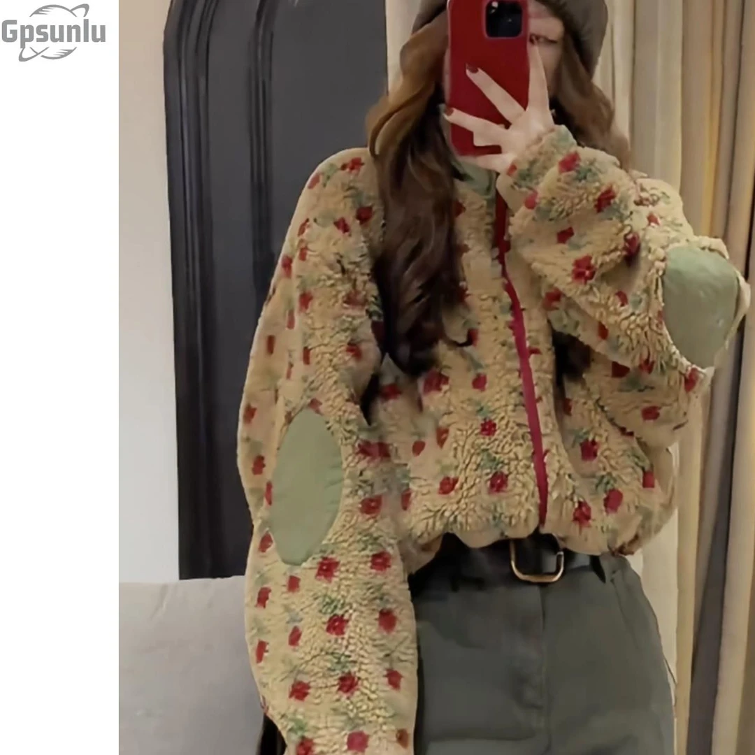 gpsunlu长袖时尚百搭设计感短款外套女秋冬季新款慵懒风减龄上衣