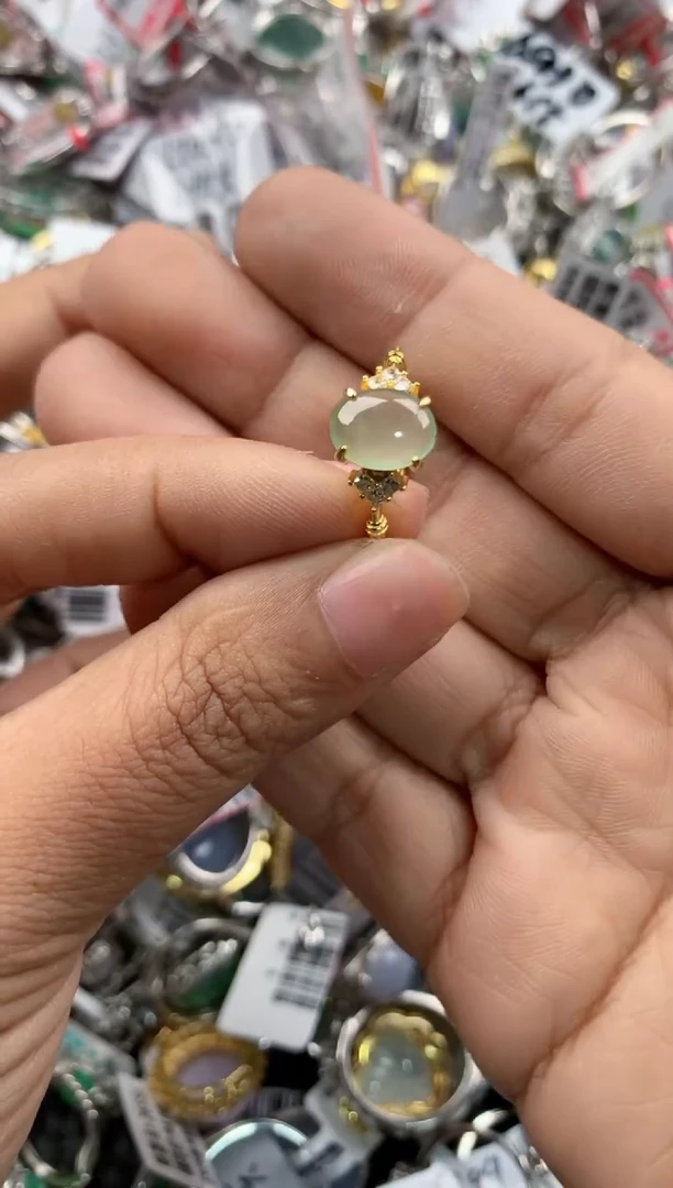 银S925镶嵌戒指翡翠999          5