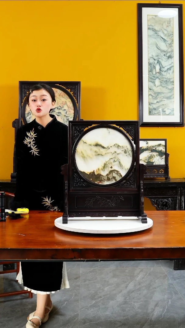 天然大理石画摆件