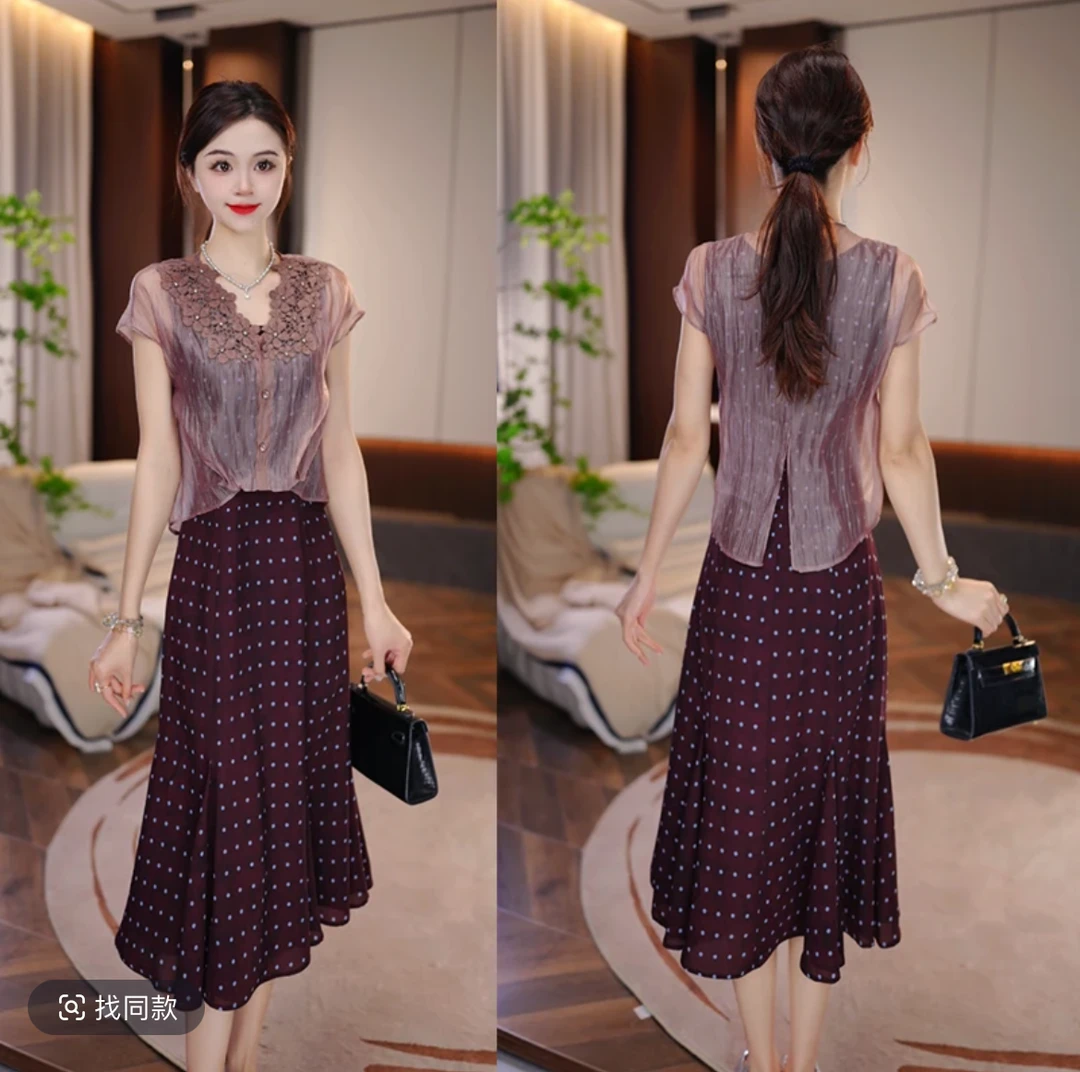 【江南烟雨】2025夏季新款连衣裙收腰显瘦气质长裙轻奢女人味裙子