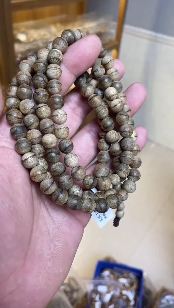 沉香手串 达拉干圆珠长串虎皮纹0.9多样性发其一