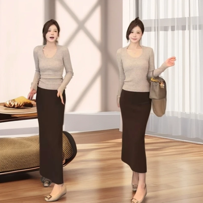 弹力包臀半身裙2025秋季新款胖MM梨形显瘦休闲气质时尚直筒半裙女