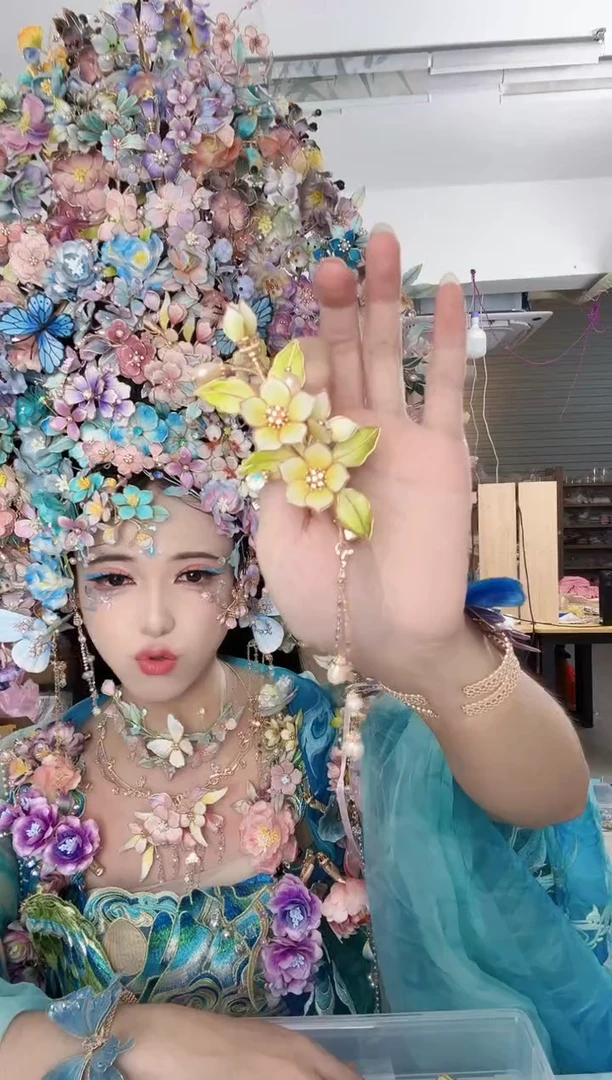 无合金63 非遗绒花夹子 带流苏