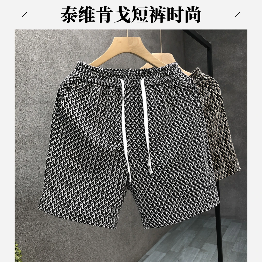 泰维肯戈小众高端青年短裤男潮流感外穿五分裤子款男士系带沙滩裤