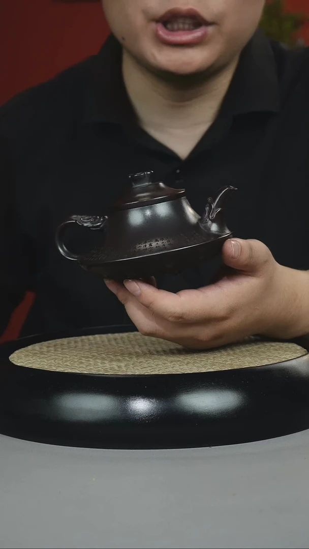 茶壶紫砂铁血红砂 云炉 刻滕王阁序