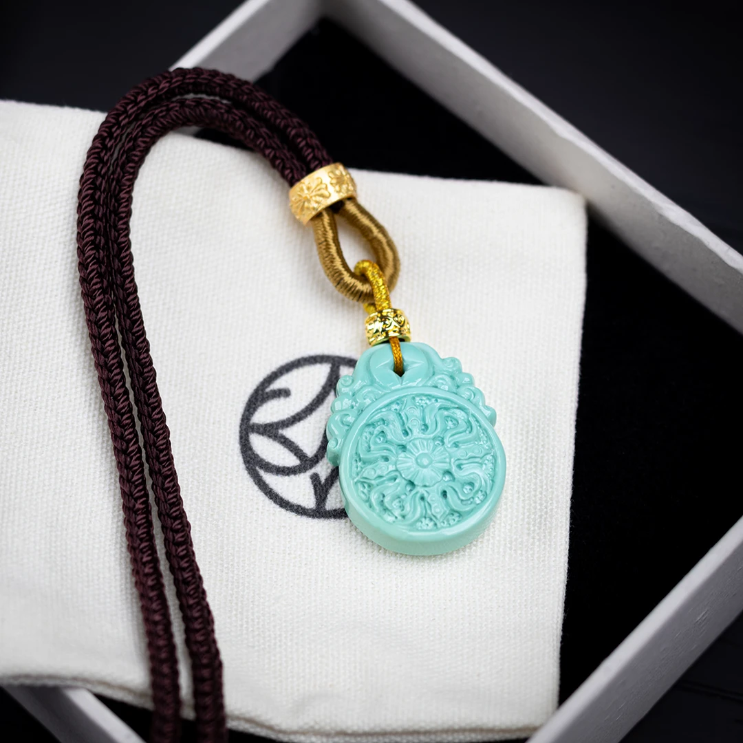 禾奕绿松吊坠简约经典复古国风新中式设计气质手工挂坠可调节