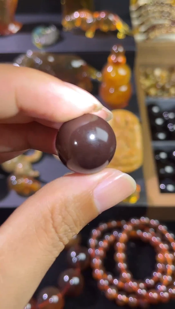 琥珀颈饰未镶嵌吉品紫翳蜜单珠20mm
