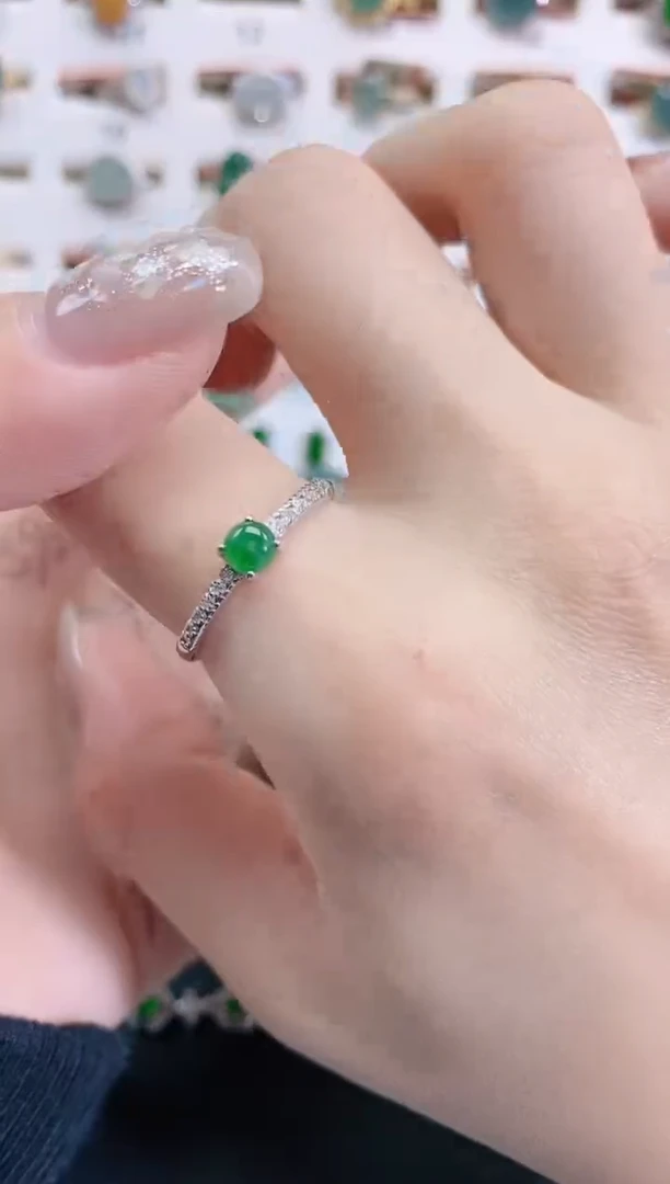 银S925镶嵌戒指翡翠天然翡翠