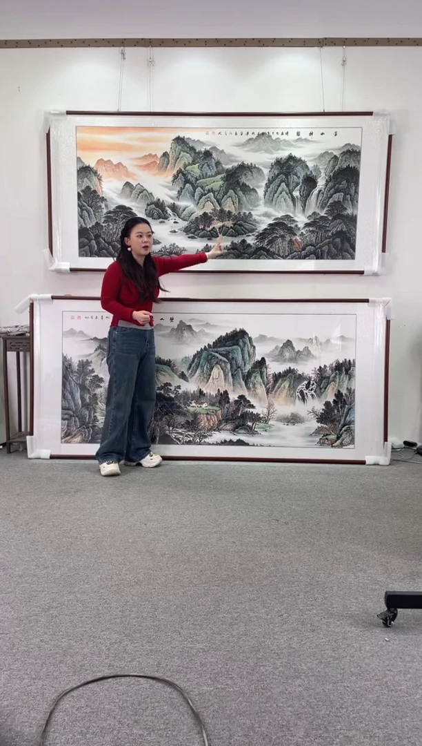 国画溪山神韵240*110手绘国画