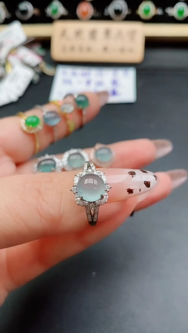 银S925镶嵌戒指翡翠1